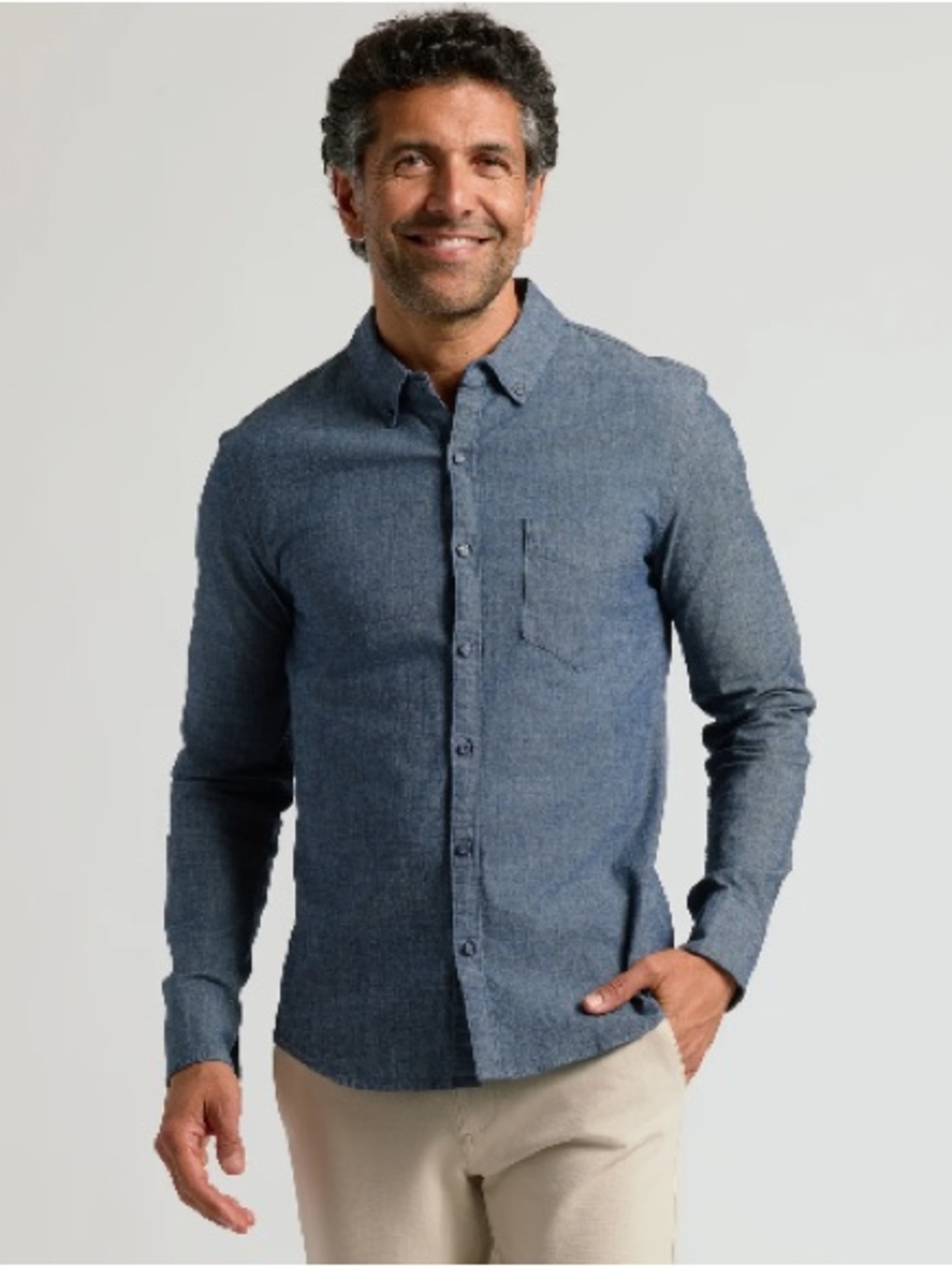 Long Sleeve Chambray Shirt Medium Indigo Wash